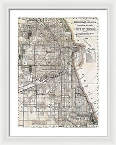 Old Map Of Chicago 1886 - Framed Print