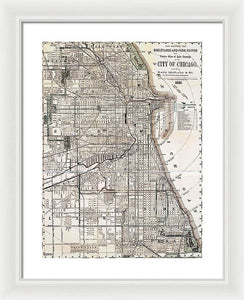 Old Map Of Chicago 1886 - Framed Print