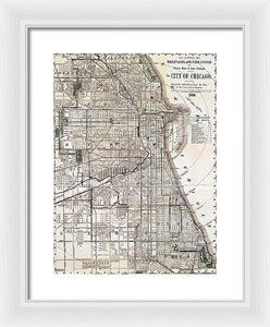 Old Map Of Chicago 1886 - Framed Print