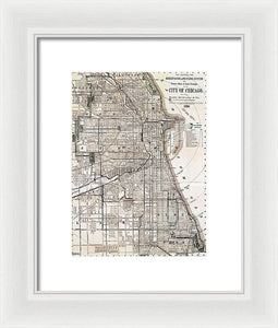 Old Map Of Chicago 1886 - Framed Print