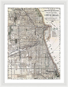 Old Map Of Chicago 1886 - Framed Print