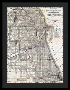 Old Map Of Chicago 1886 - Framed Print