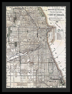 Old Map Of Chicago 1886 - Framed Print