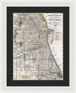 Old Map Of Chicago 1886 - Framed Print