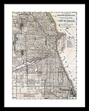 Load image into Gallery viewer, Old Map Of Chicago 1886 - Framed Print