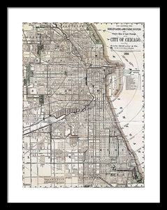 Old Map Of Chicago 1886 - Framed Print