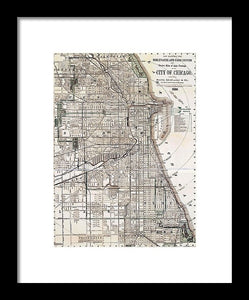 Old Map Of Chicago 1886 - Framed Print