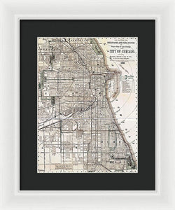 Old Map Of Chicago 1886 - Framed Print