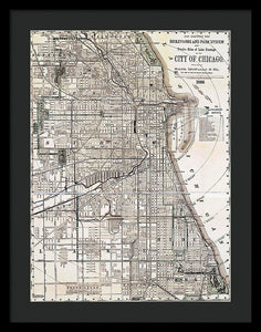 Old Map Of Chicago 1886 - Framed Print