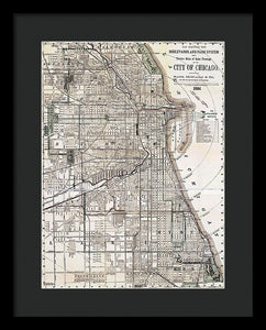 Old Map Of Chicago 1886 - Framed Print