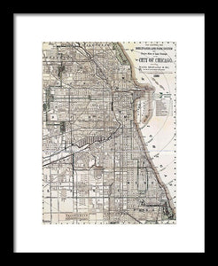 Old Map Of Chicago 1886 - Framed Print