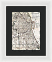 Load image into Gallery viewer, Old Map Of Chicago 1886 - Framed Print