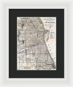 Old Map Of Chicago 1886 - Framed Print