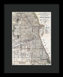 Old Map Of Chicago 1886 - Framed Print