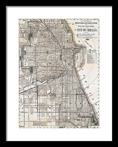 Old Map Of Chicago 1886 - Framed Print