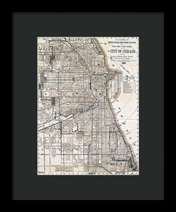 Old Map Of Chicago 1886 - Framed Print