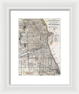 Old Map Of Chicago 1886 - Framed Print