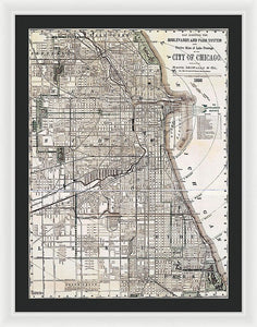 Old Map Of Chicago 1886 - Framed Print