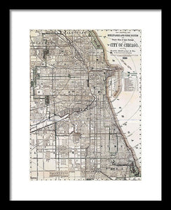 Old Map Of Chicago 1886 - Framed Print