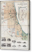 Load image into Gallery viewer, Old Guide Map Of Chicago 1889 - Canvas Print