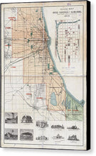 Load image into Gallery viewer, Old Guide Map Of Chicago 1889 - Canvas Print