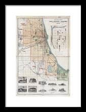 Load image into Gallery viewer, Old Guide Map Of Chicago 1889 - Framed Print