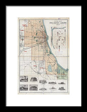 Load image into Gallery viewer, Old Guide Map Of Chicago 1889 - Framed Print