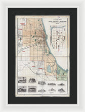 Load image into Gallery viewer, Old Guide Map Of Chicago 1889 - Framed Print