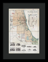 Load image into Gallery viewer, Old Guide Map Of Chicago 1889 - Framed Print