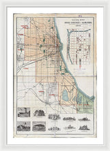 Load image into Gallery viewer, Old Guide Map Of Chicago 1889 - Framed Print