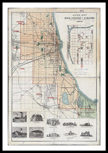 Load image into Gallery viewer, Old Guide Map Of Chicago 1889 - Framed Print