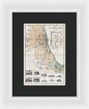 Load image into Gallery viewer, Old Guide Map Of Chicago 1889 - Framed Print