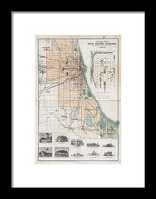 Load image into Gallery viewer, Old Guide Map Of Chicago 1889 - Framed Print