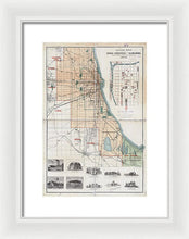 Load image into Gallery viewer, Old Guide Map Of Chicago 1889 - Framed Print