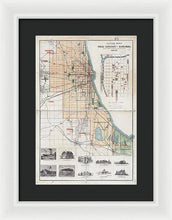 Load image into Gallery viewer, Old Guide Map Of Chicago 1889 - Framed Print