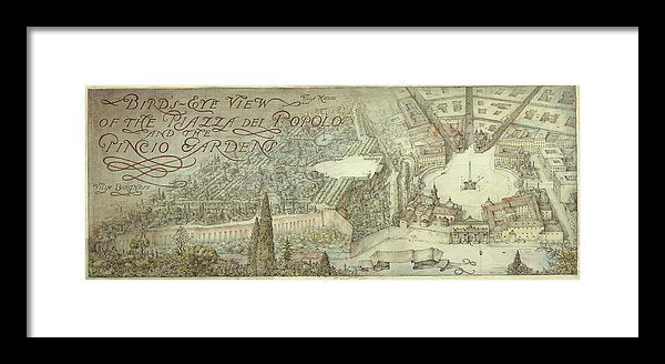 Old Map 1910 Rome Birds Eye View - Framed Print