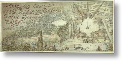 Old Map 1910 Rome Birds Eye View - Metal Print