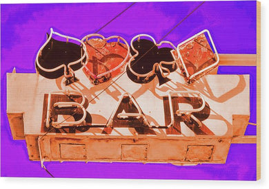 Vintage Bar Sign - Purple - Wood Print