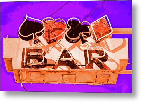 Vintage Bar Sign - Purple - Metal Print