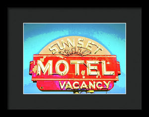 Vintage Motel Sign - Framed Print