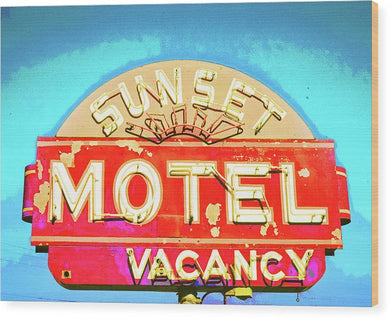 Vintage Motel Sign - Wood Print