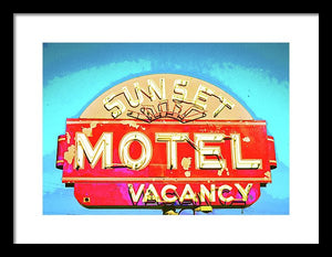 Vintage Motel Sign - Framed Print