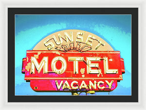 Vintage Motel Sign - Framed Print