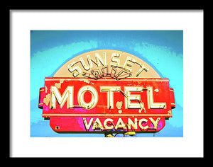 Vintage Motel Sign - Framed Print