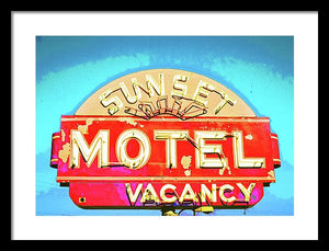 Vintage Motel Sign - Framed Print