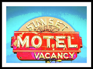 Vintage Motel Sign - Framed Print