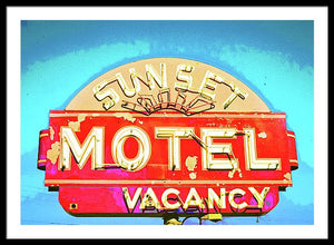 Vintage Motel Sign - Framed Print