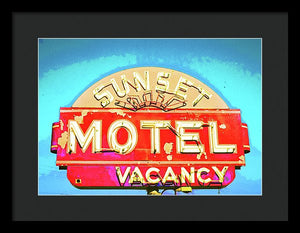 Vintage Motel Sign - Framed Print