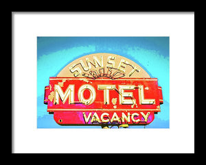 Vintage Motel Sign - Framed Print