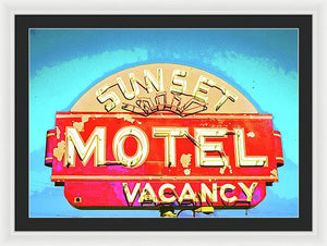 Vintage Motel Sign - Framed Print